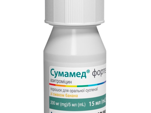 Сумамед форте пор д/сусп зі смаком банану 200мг/5мл 15мл