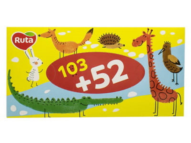 Носова хустинка паперова Рута кідс 155шт пенал