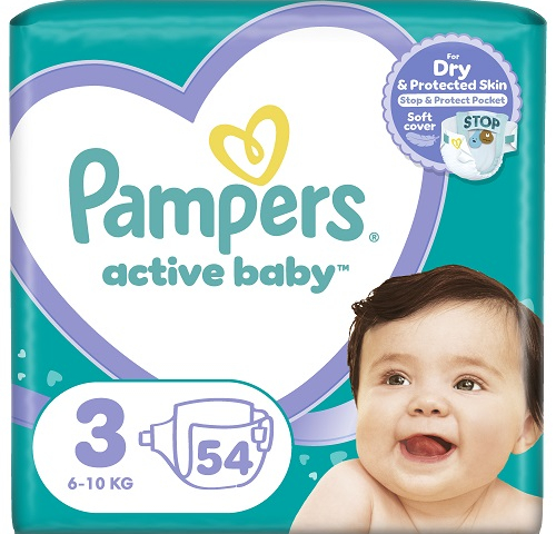 Підгузники Памперс №54 (3) 6-10кг Active Baby Midi економ мінус