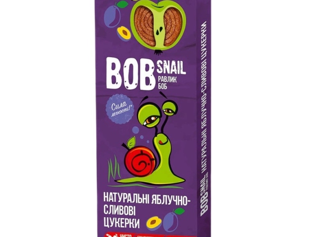 Равлик Боб Цукерки натуральні 30г яблуко-слива
