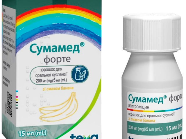 Сумамед форте пор д/сусп зі смаком банану 200мг/5мл 15мл