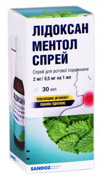 Лідоксан ментол спрей 30мл