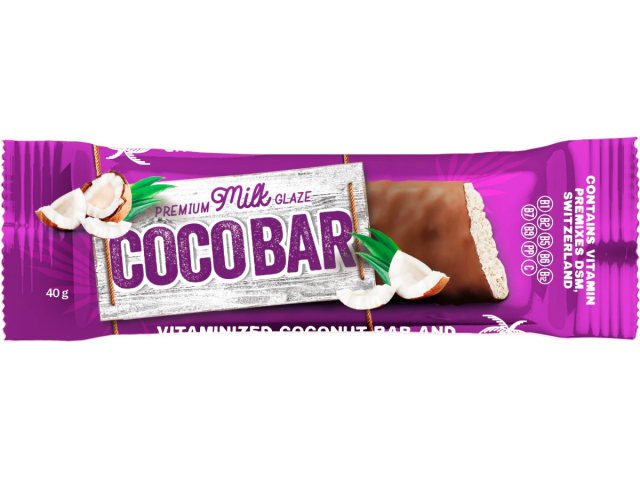 Батончик кокосовий вітамінізований Coco Bar в молочній кондит. глазурі 40 г