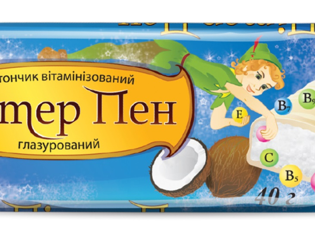 Пітер Пен батончик вітамінізований в білій глазурі 40г синій