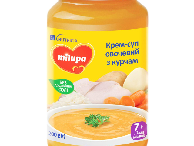 Мілупа суп-пюре овочевий з курчам 200г з 7 міс