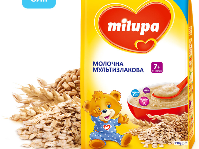 Мілупа каша молочна мультизлакова 210г з 7 міс