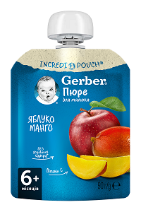 Гербер пюре яблуко манго пауч 90г з 6міс