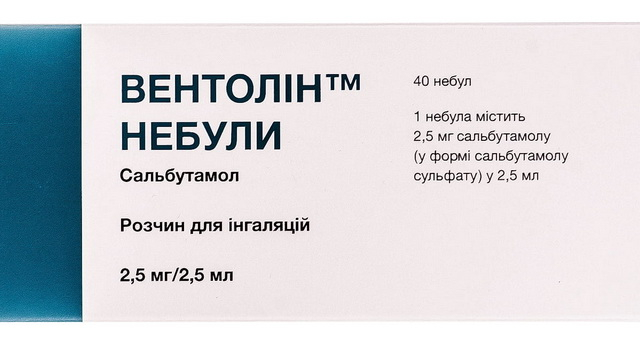 Вентолін небули р-н д/інг 2,5мг/2,5мл №40