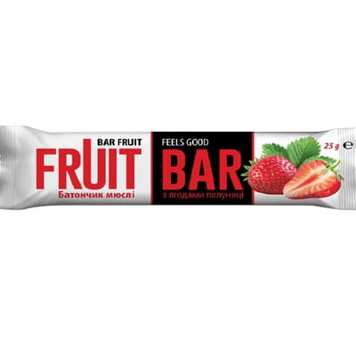 Батончик-мюслі Fruit Bar з ягодами полуниці 25г