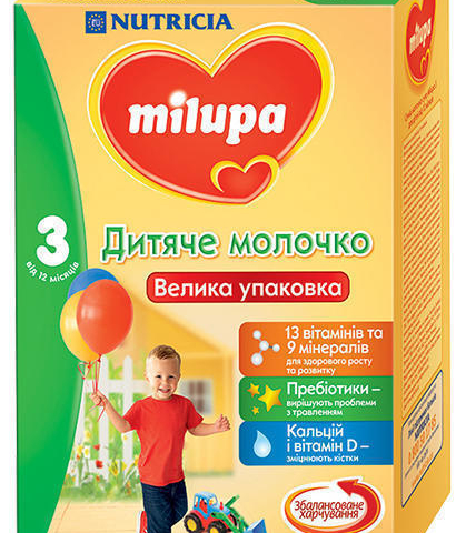 Мілупа 3 суміш молочна 600г дитяче молочко з 12 міс