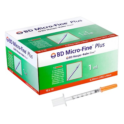 Шприц 1мл U-100 трикомпонентний голка 30G (0,3х8мм) Медпласт