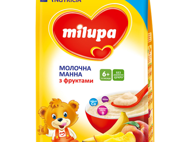 Мілупа каша молочна манна з фруктами 210г з 6 міс