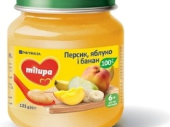 Мілупа пюре фруктове яблуко банан персик 125г з 6 міс