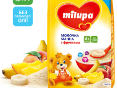 Мілупа каша молочна манна з фруктами 210г з 6 міс