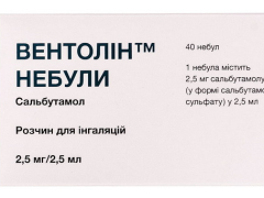Вентолін небули р-н д/інг 2,5мг/2,5мл №40