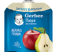 Гербер пюре яблуко груша пауч 90г з 6міс