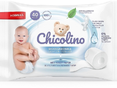 Папір туалетний вологий Чіколіно для дітей та дорослих 40шт біорозкладний